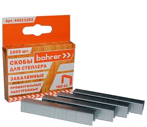 Скобы для степлера Bohrer закаленные тип 53 12 мм Скобы для степлера Bohrer закаленные тип 53 12 мм